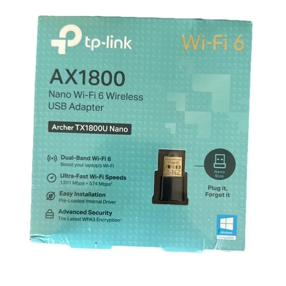 TP-Link AX1800 Nano Wi-Fi 6 Wireless USB Adapter Black Archer TX1800U Sealed - Picture 1 of 3
